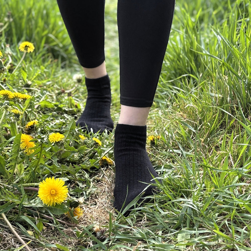 Black Hemp/Cotton Blend Ankle Socks