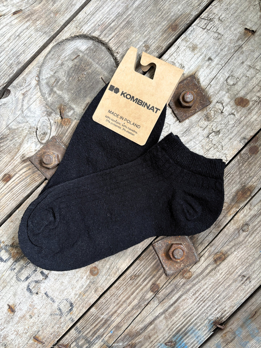 Black Hemp/Cotton Blend Ankle Socks