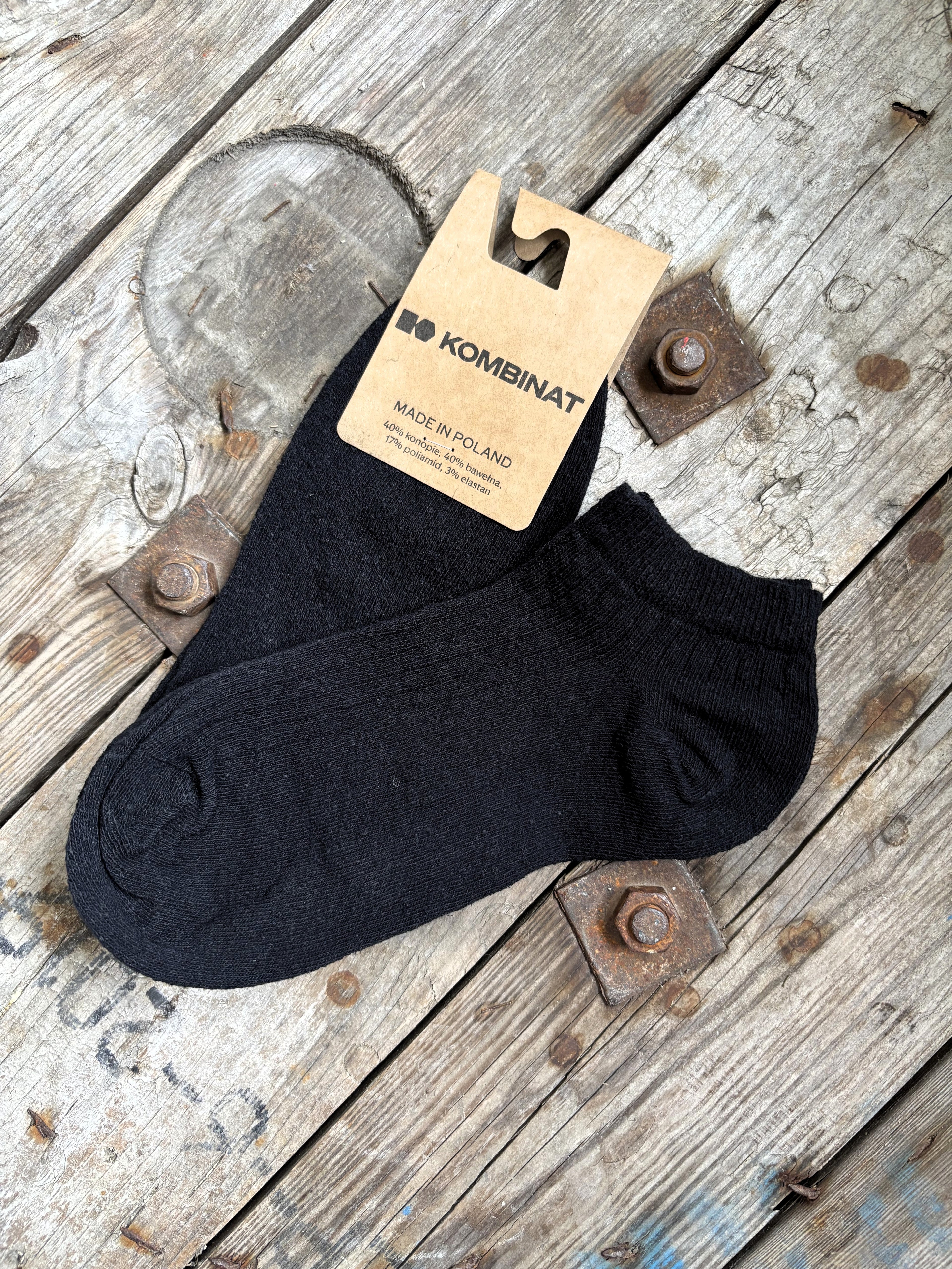 Black Hemp/Cotton Blend Ankle Socks