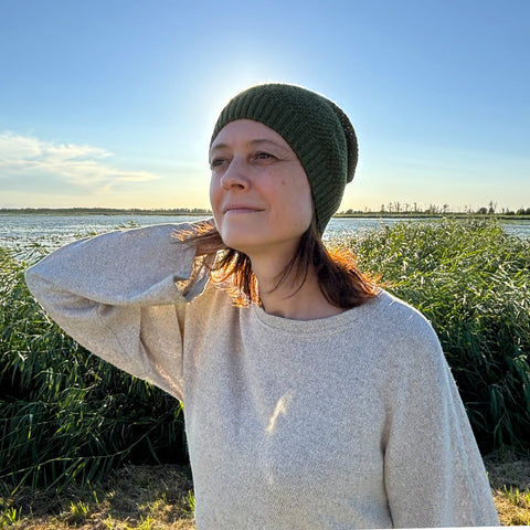 Thin hemp/cotton beanie, olive