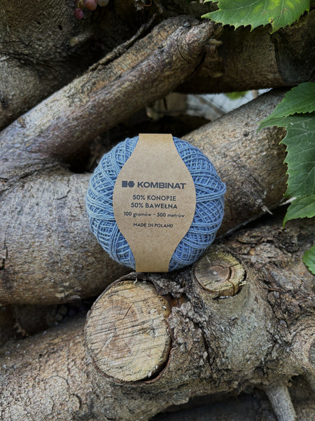 Hemp/cotton yarn, grey-blue